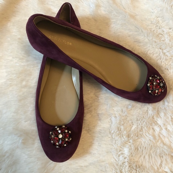Ann Taylor Suede Jeweled Flats - Picture 2 of 4